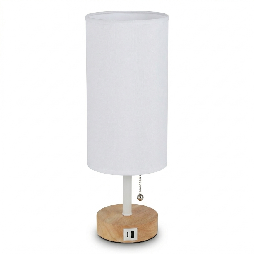 Brilagi - Stolna lampa s USB priključkom TABLON 1xE27/25W/230V hrast/bijela
