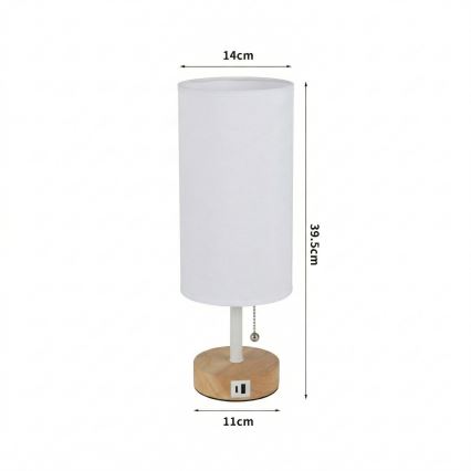 Brilagi - Stolna lampa s USB priključkom TABLON 1xE27/25W/230V hrast/bijela