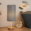 Brilagi - Stolna lampa s USB priključkom TABLON 1xE27/25W/230V hrast/bijela/siva