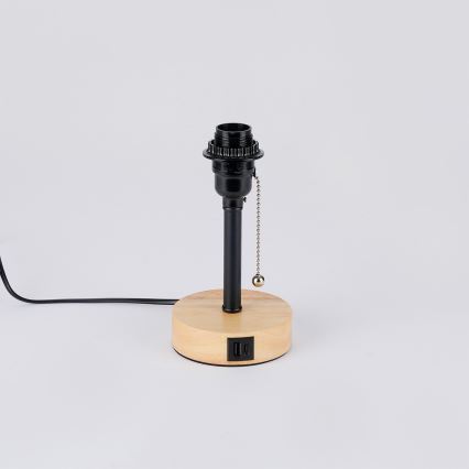 Brilagi - Stolna lampa s USB priključkom TABLON 1xE27/25W/230V hrast/crna/bež