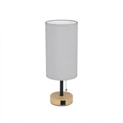 Brilagi - Stolna lampa s USB priključkom TABLON 1xE27/25W/230V hrast/crna/bijela