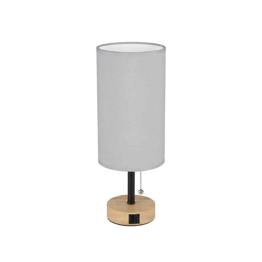 Brilagi - Stolna lampa s USB priključkom TABLON 1xE27/25W/230V hrast/crna/bijela