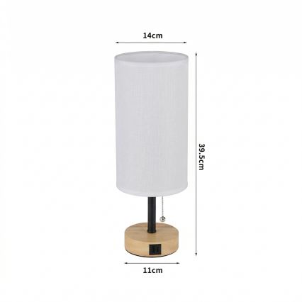 Brilagi - Stolna lampa s USB priključkom TABLON 1xE27/25W/230V hrast/crna/bijela
