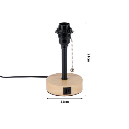 Brilagi - Stolna lampa s USB priključkom TABLON 1xE27/25W/230V hrast/crna