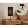 Brilagi - Stolna lampa s USB priključkom TABLON 1xE27/25W/230V hrast/crna