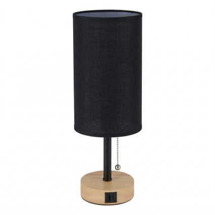 Brilagi - Stolna lampa s USB priključkom TABLON 1xE27/25W/230V hrast/crna