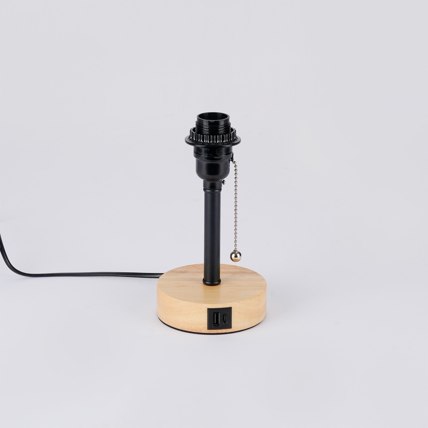 Brilagi - Stolna lampa s USB priključkom TABLON 1xE27/25W/230V hrast/crna/krem