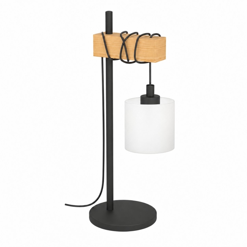 BRILAGI - Stolna lampa WOOD GLASS 1xE27/40W/230V smeđa/crna/bijela