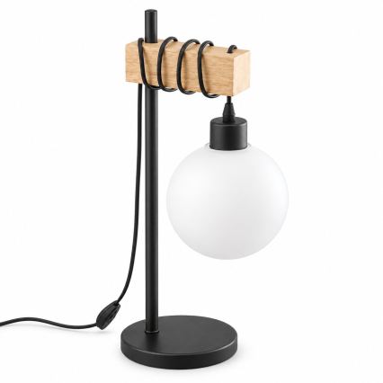 BRILAGI - Stolna lampa WOOD GLASS 1xE27/40W/230V smeđa/crna/bijela