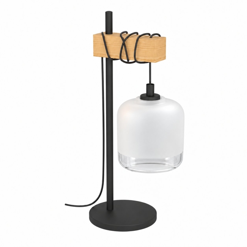 BRILAGI - Stolna lampa WOOD GLASS 1xE27/40W/230V smeđa/crna/bijela