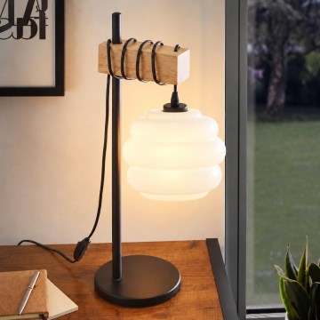BRILAGI - Stolna lampa WOOD GLASS 1xE27/40W/230V smeđa/crna/bijela
