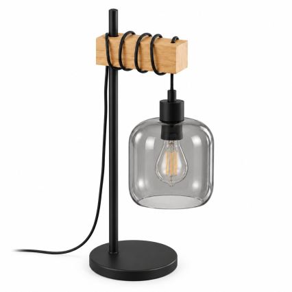 BRILAGI - Stolna lampa WOOD GLASS 1xE27/40W/230V smeđa/crna/dimna siva