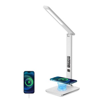 Brilagi - Stolna LED lampa s podesivom svjetlinom, bežičnim QI punjenjem i USB-om REGINA LED/8,5W/230V bijela
