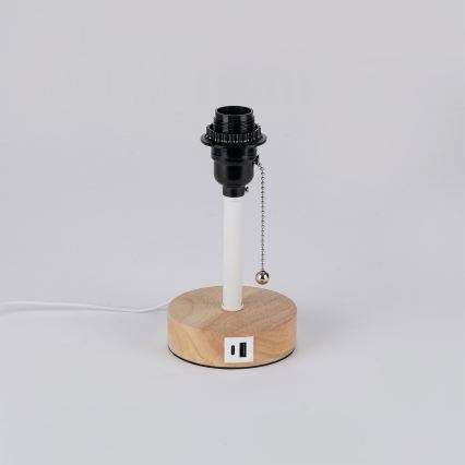 Brilagi - Stolna svjetiljka s USB priključkom TABLON 1xE27/25W/230V hrast/bijela/krem