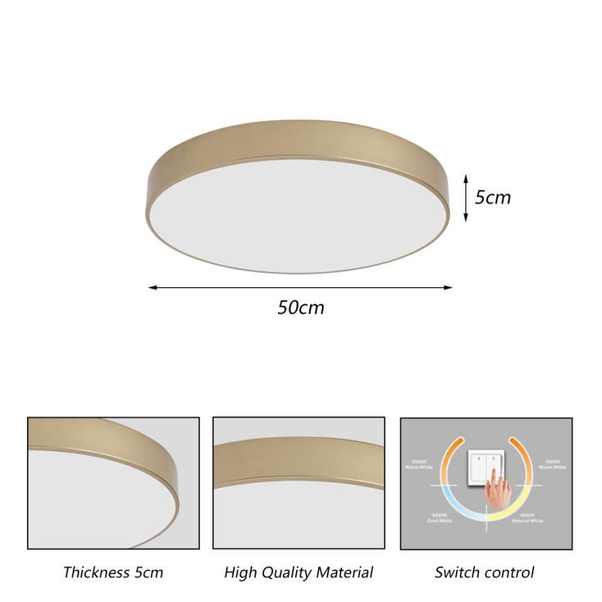 Brilagi - stropna LED svjetiljka POOL LED/60W/230V 3000/4000/6000K Ø 50 cm zlatna