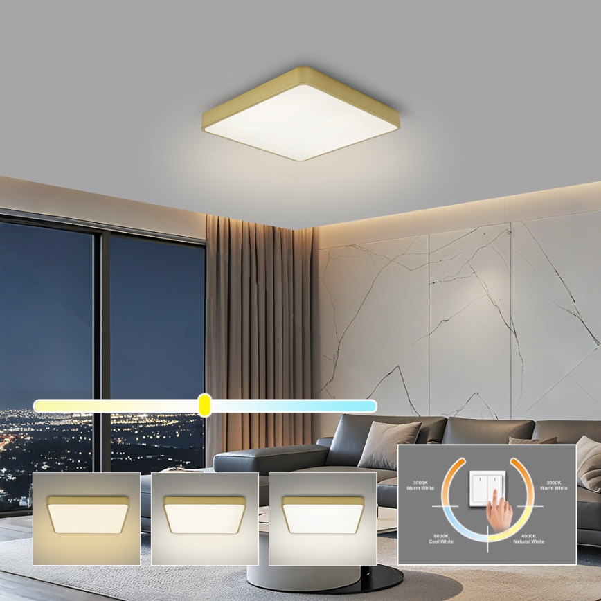 Brilagi - stropna LED svjetiljka POOL SQUARE LED/36W/230V 3000/4000/6000K 40x40 cm zlatna