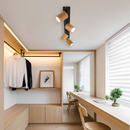 Brilagi - Stropna reflektorska svjetiljka MODERN WOOD 4xGU10/8W/230V drvo/crna