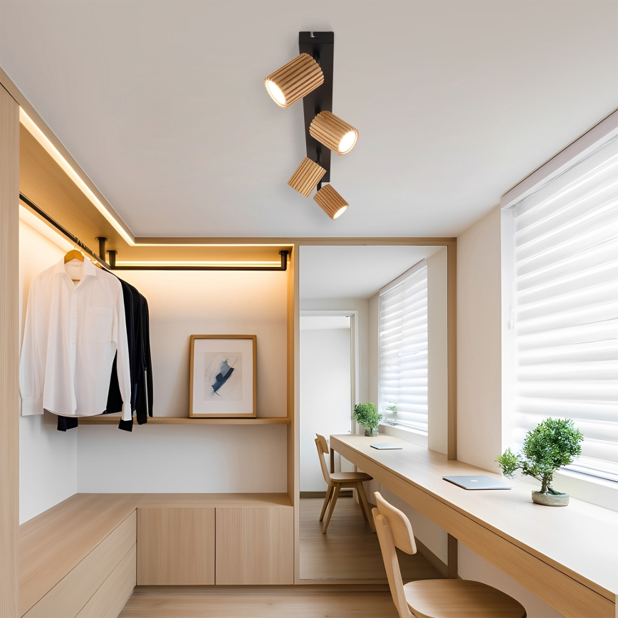 Brilagi - Stropna reflektorska svjetiljka MODERN WOOD 4xGU10/8W/230V drvo/crna