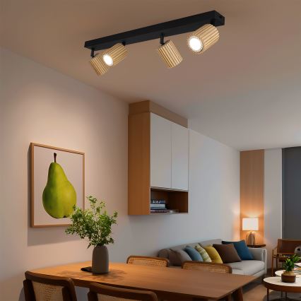 Brilagi - Stropna reflektorska svjetiljka MODERN WOOD 4xGU10/8W/230V drvo/crna