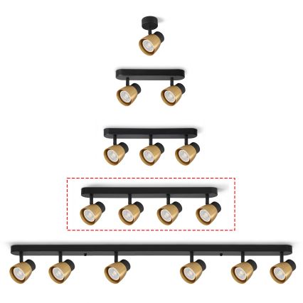 Brilagi - Stropna reflektorska svjetiljka NUGGET 4xGU10/30W/230V crna/zlatna