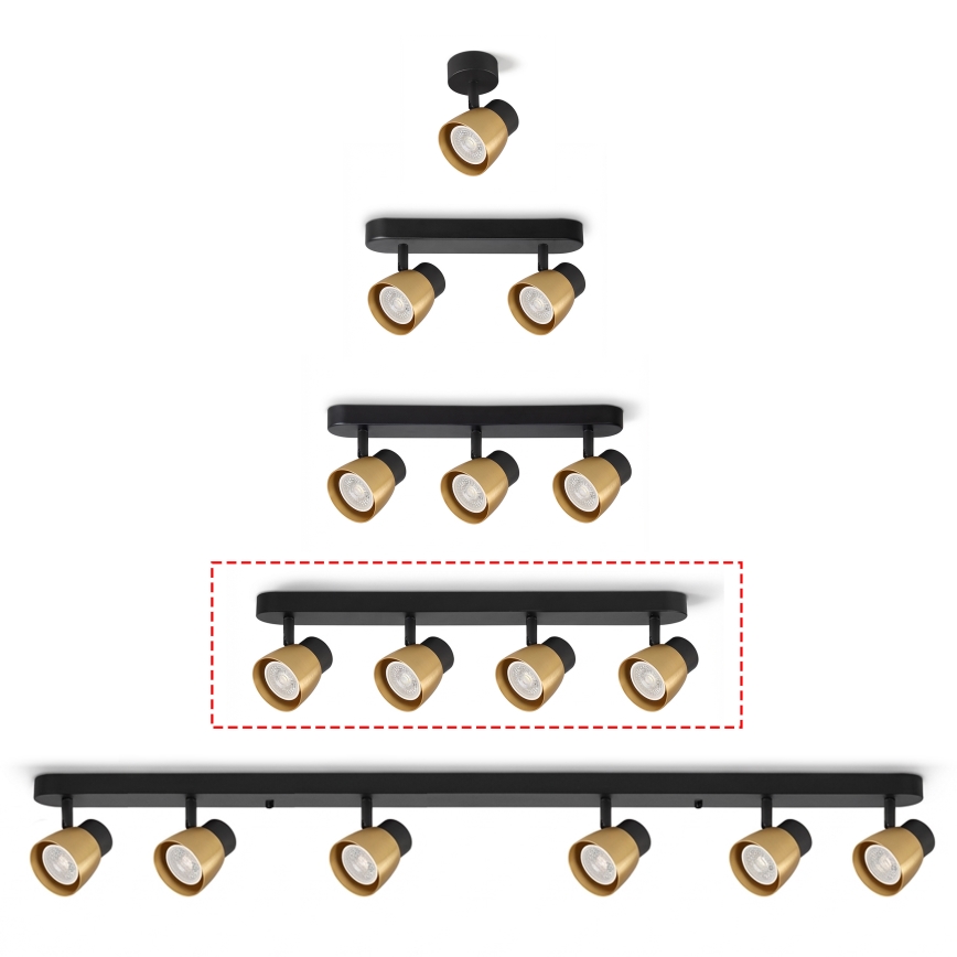 Brilagi - Stropna reflektorska svjetiljka NUGGET 4xGU10/30W/230V crna/zlatna