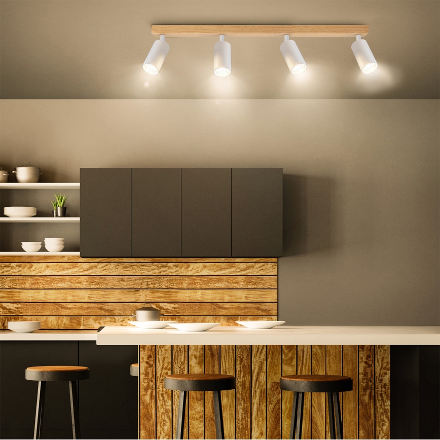 Brilagi - Stropna reflektorska svjetiljka SELE 4xGU10/30W/230V bijela/dekor hrasta