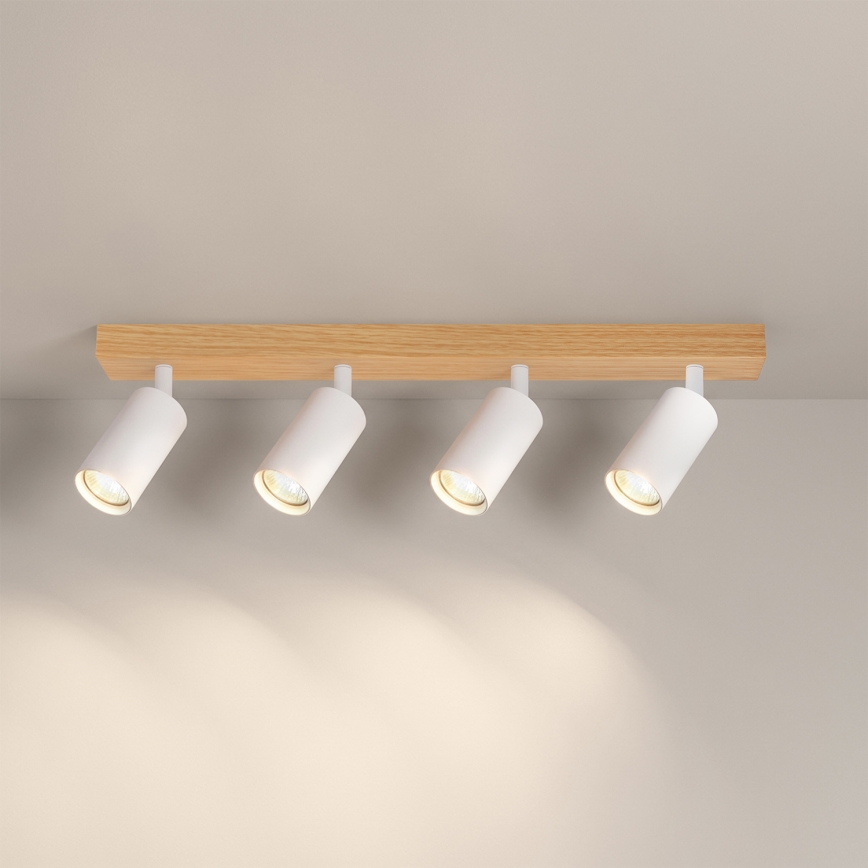 Brilagi - Stropna reflektorska svjetiljka SELE 4xGU10/30W/230V bijela/dekor hrasta