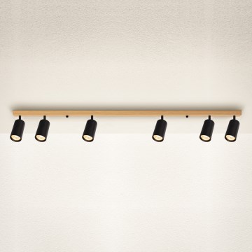 Brilagi - Stropna reflektorska svjetiljka SELE 6xGU10/30W/230V crna/dekor hrasta