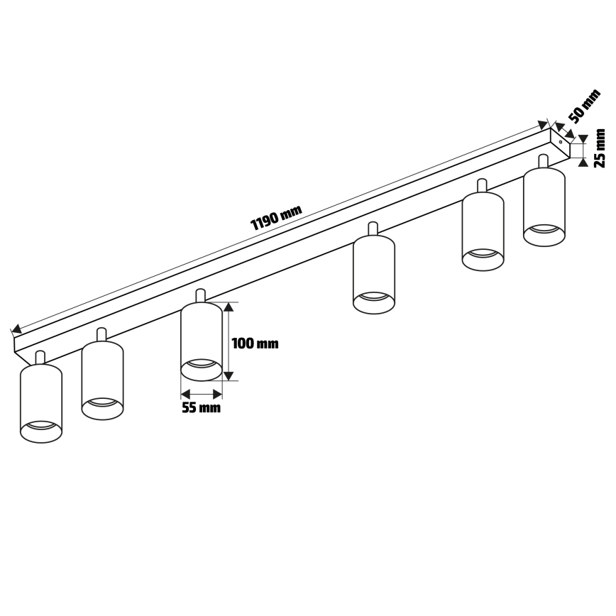 Brilagi - Stropna reflektorska svjetiljka SELE 6xGU10/30W/230V crna/dekor hrasta