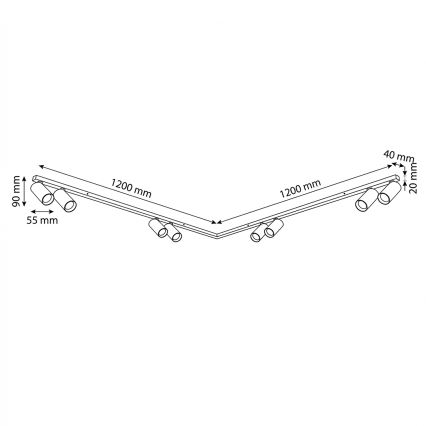 Brilagi - Stropna reflektorska svjetiljka SELE LONG 8xGU10/30W/230V crna