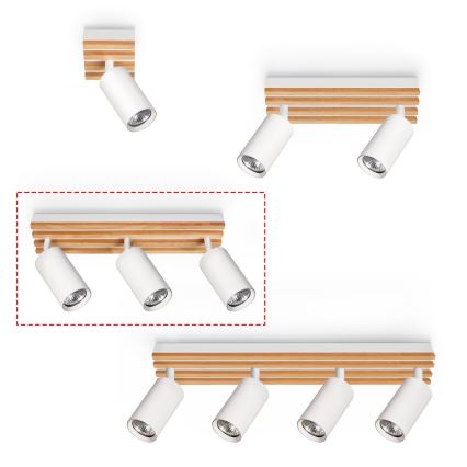 Brilagi - Stropna reflektorska svjetiljka SELE WOOD 3xGU10/30W/230V bijela/drvo