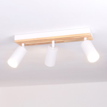 Brilagi - Stropna reflektorska svjetiljka SELE WOOD ACOUSTIC 3xGU10/30W/230V bijela/drvo