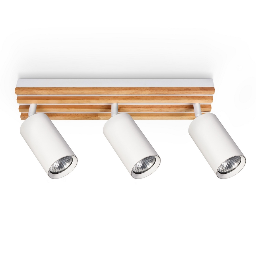 Brilagi - Stropna reflektorska svjetiljka SELE WOOD ACOUSTIC 3xGU10/30W/230V bijela/drvo