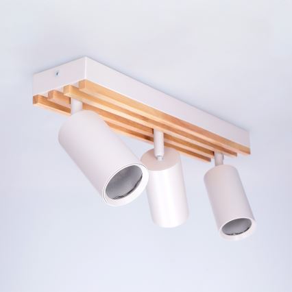 Brilagi - Stropna reflektorska svjetiljka SELE WOOD ACOUSTIC 3xGU10/30W/230V bijela/drvo