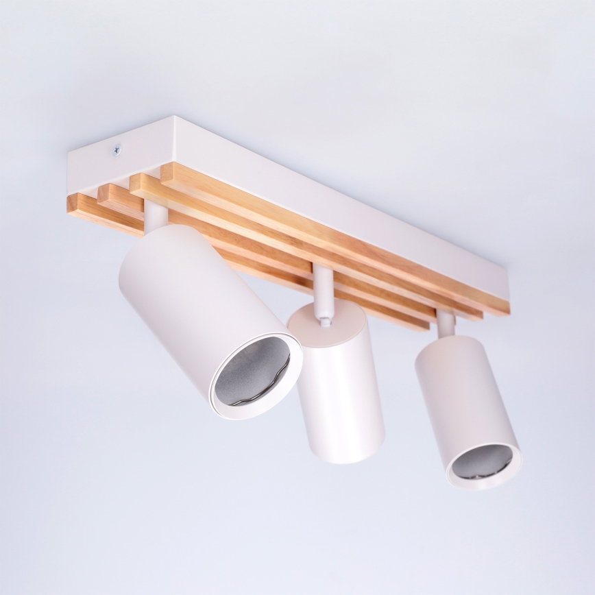 Brilagi - Stropna reflektorska svjetiljka SELE WOOD ACOUSTIC 3xGU10/30W/230V bijela/drvo
