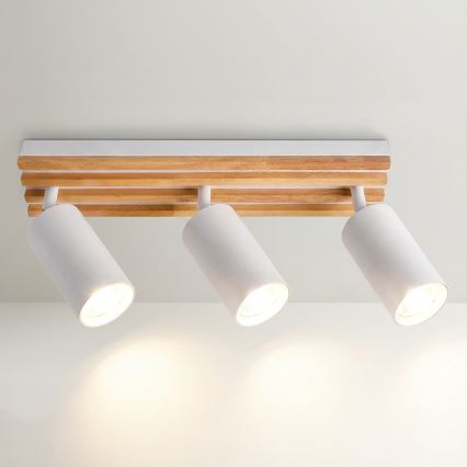Brilagi - Stropna reflektorska svjetiljka SELE WOOD ACOUSTIC 3xGU10/30W/230V bijela/drvo