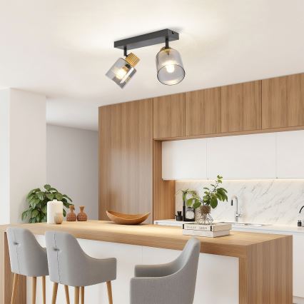 Brilagi - Stropna spot svjetiljka HYGGE 2xE14/15W/230V crna/dimljena