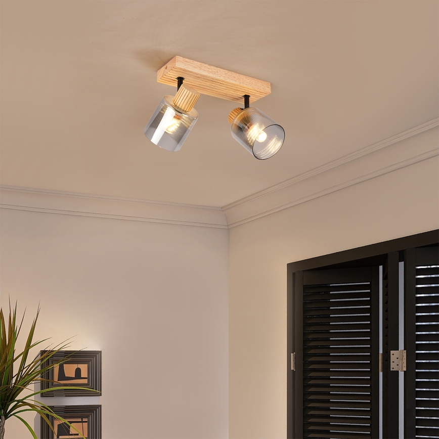 Brilagi - Stropna spot svjetiljka HYGGE 2xE14/15W/230V kaučukovo drvo/dimno