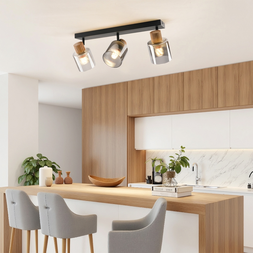 Brilagi - Stropna spot svjetiljka HYGGE 3xE14/15W/230V crna/zadimljena