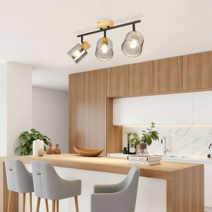 Brilagi - Stropna spot svjetiljka HYGGE 3xE14/15W/230V crna/zadimljena