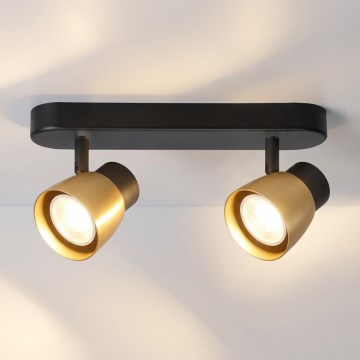 Brilagi - Stropna spot svjetiljka NUGGET 2xGU10/30W/230V crna/zlatna