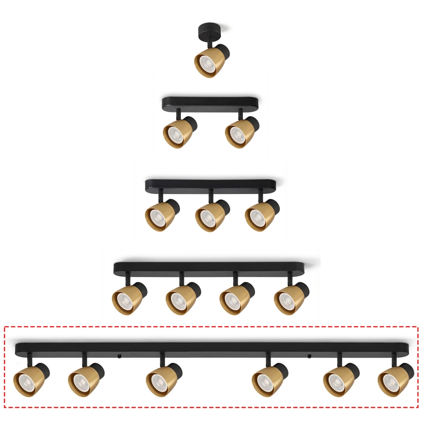 Brilagi - Stropna spot svjetiljka NUGGET 6xGU10/30W/230V crna/zlatna