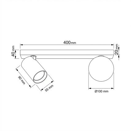 Brilagi - Stropna spot svjetiljka SELE BALL 1xGU10/30W/230V + 1xG9/10W crna