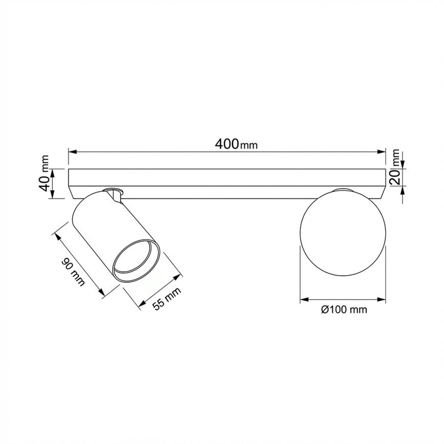 Brilagi - Stropna spot svjetiljka SELE BALL 1xGU10/30W/230V + 1xG9/10W crna