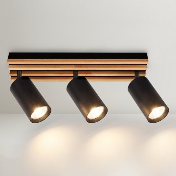 Brilagi - Stropna spot svjetiljka SELE WOOD 3xGU10/30W/230V crna/drvo