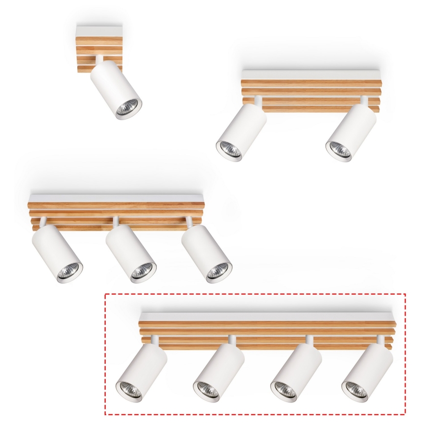 Brilagi - Stropna spot svjetiljka SELE WOOD 4xGU10/30W/230V bijela/drvo