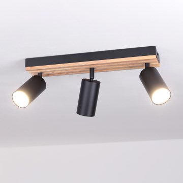 Brilagi - Stropna spot svjetiljka SELE WOOD ACOUSTIC 3xGU10/30W/230V crna/drvo