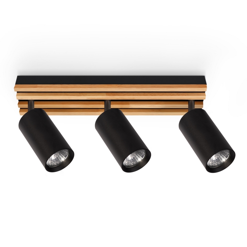 Brilagi - Stropna spot svjetiljka SELE WOOD ACOUSTIC 3xGU10/30W/230V crna/drvo