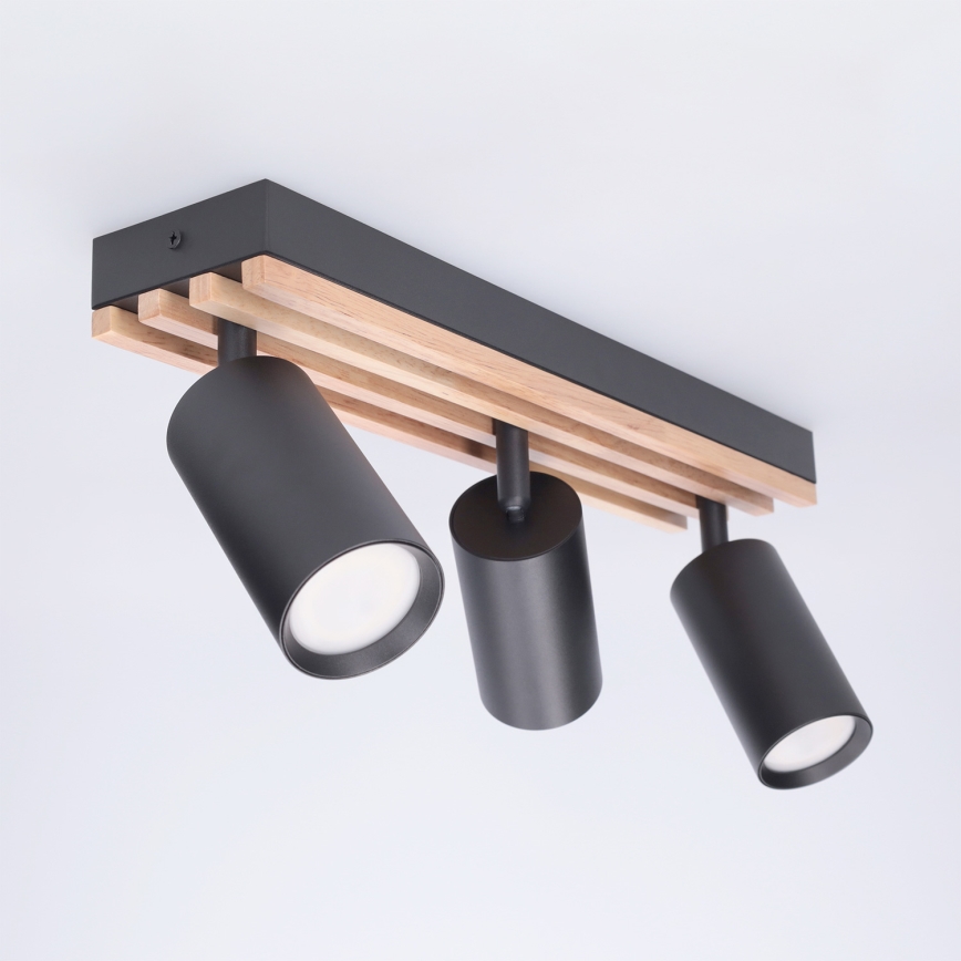 Brilagi - Stropna spot svjetiljka SELE WOOD ACOUSTIC 3xGU10/30W/230V crna/drvo