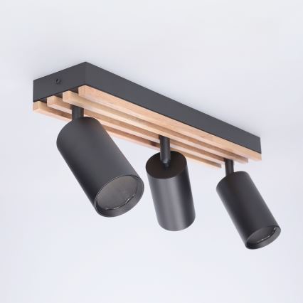 Brilagi - Stropna spot svjetiljka SELE WOOD ACOUSTIC 3xGU10/30W/230V crna/drvo